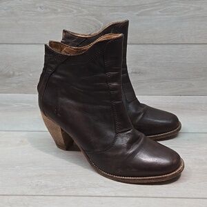 J Shoes Women Ranch 2 Ankle Leather Western Moto Heels shoes boots sz 9